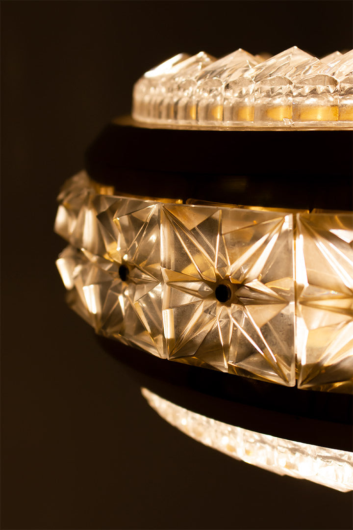 Vintage Deense hanglamp Vitrika 27901 met messing en facetglas