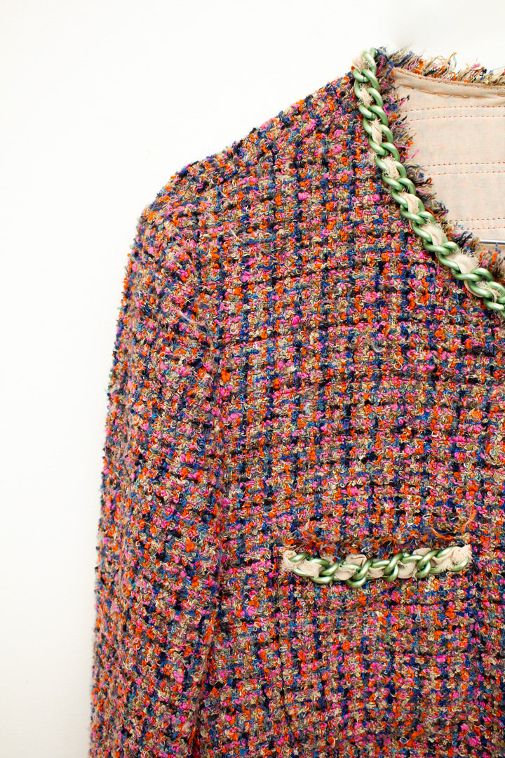 Vintage Dolce & Gabbana gemêleerde jas afgewerkt met chains
