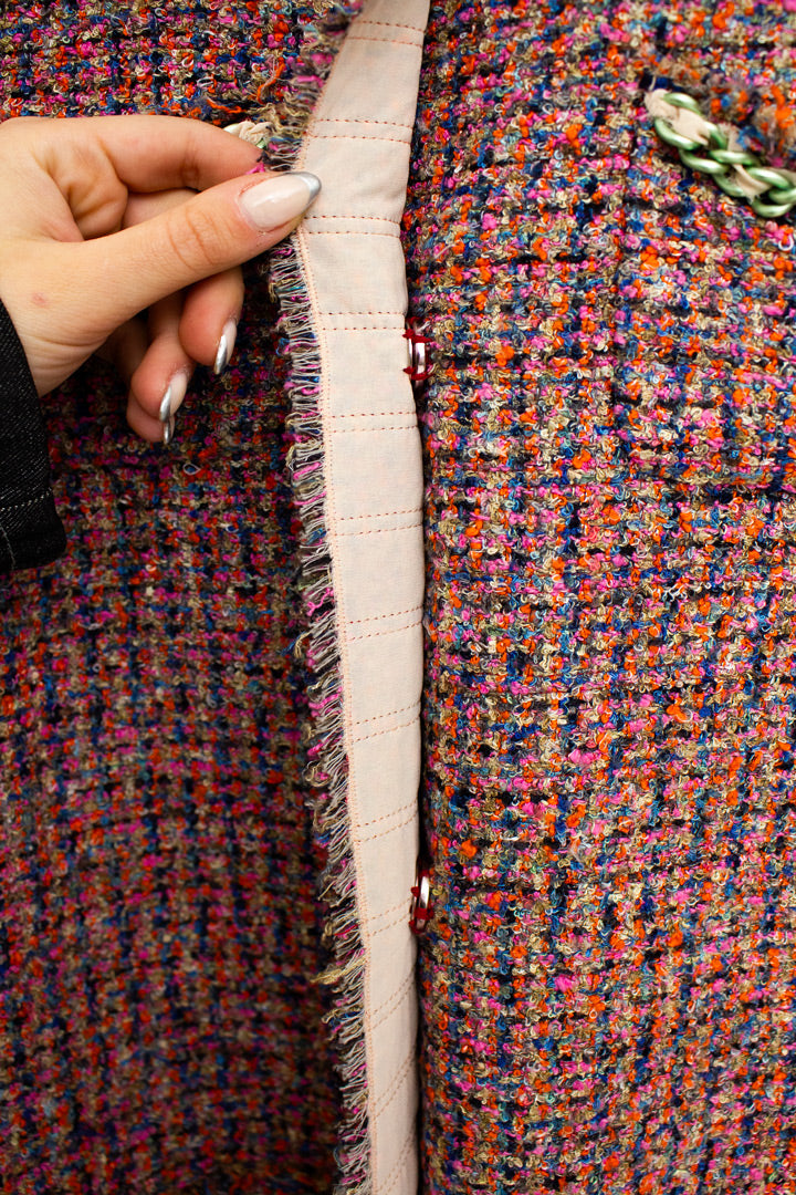 Vintage Dolce & Gabbana gemêleerde jas afgewerkt met chains