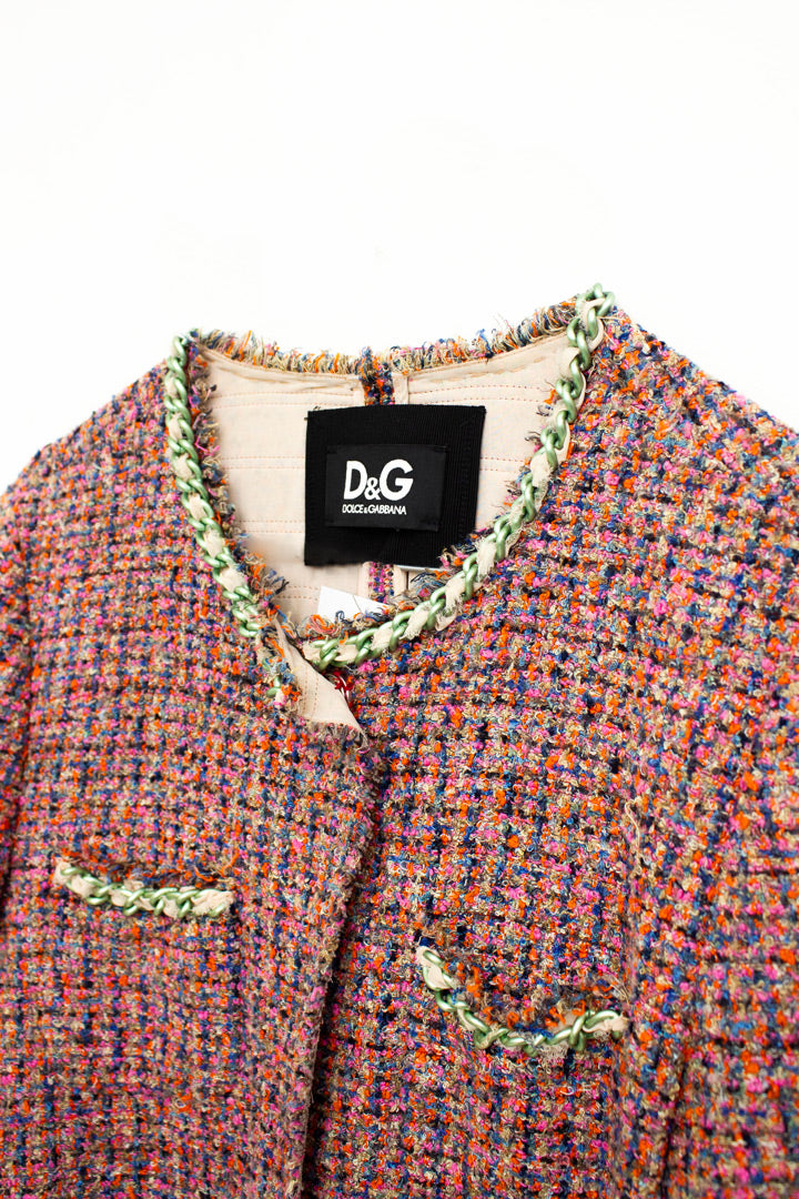 Vintage Dolce & Gabbana gemêleerde jas afgewerkt met chains