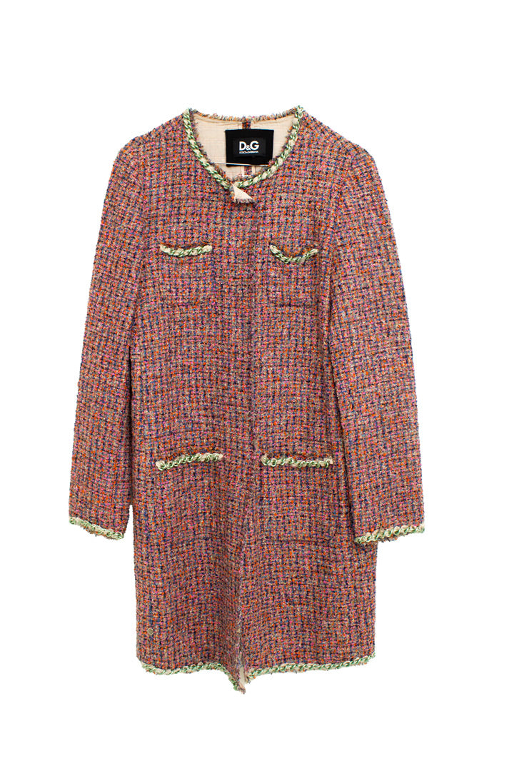 Vintage Dolce & Gabbana gemêleerde jas afgewerkt met chains