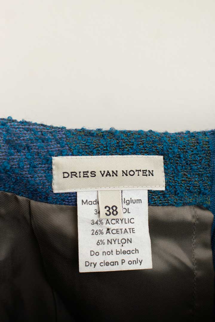 Vintage Dries van Noten pencil skirt blauw groen