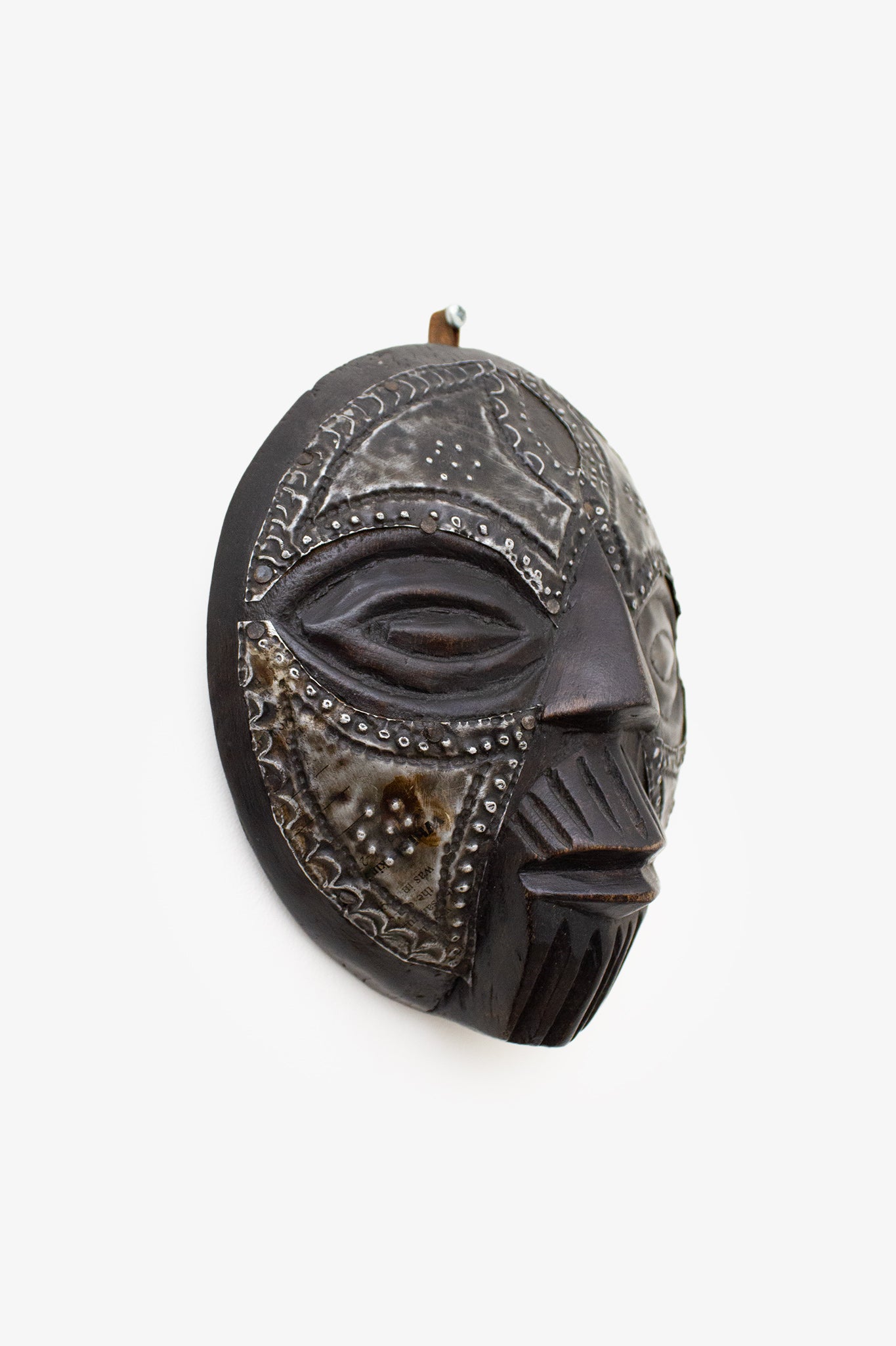 Vintage Ghanees Ashanti masker van handgesneden hout