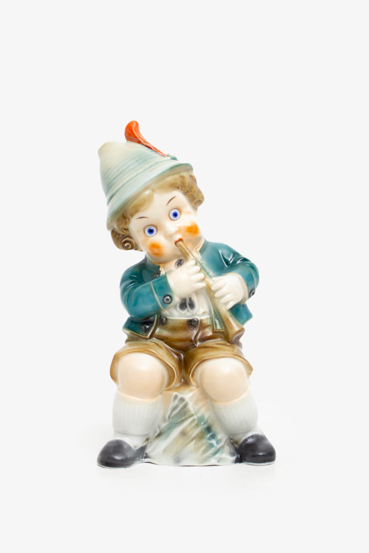Vintage Goebel Hummel jongen met fluit en grappige blik