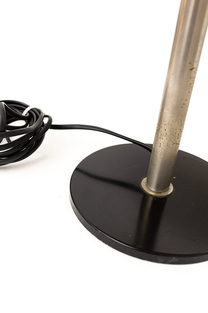 Vintage Hala bureaulamp van geborsteld aluminium met zwarte details jaren 70