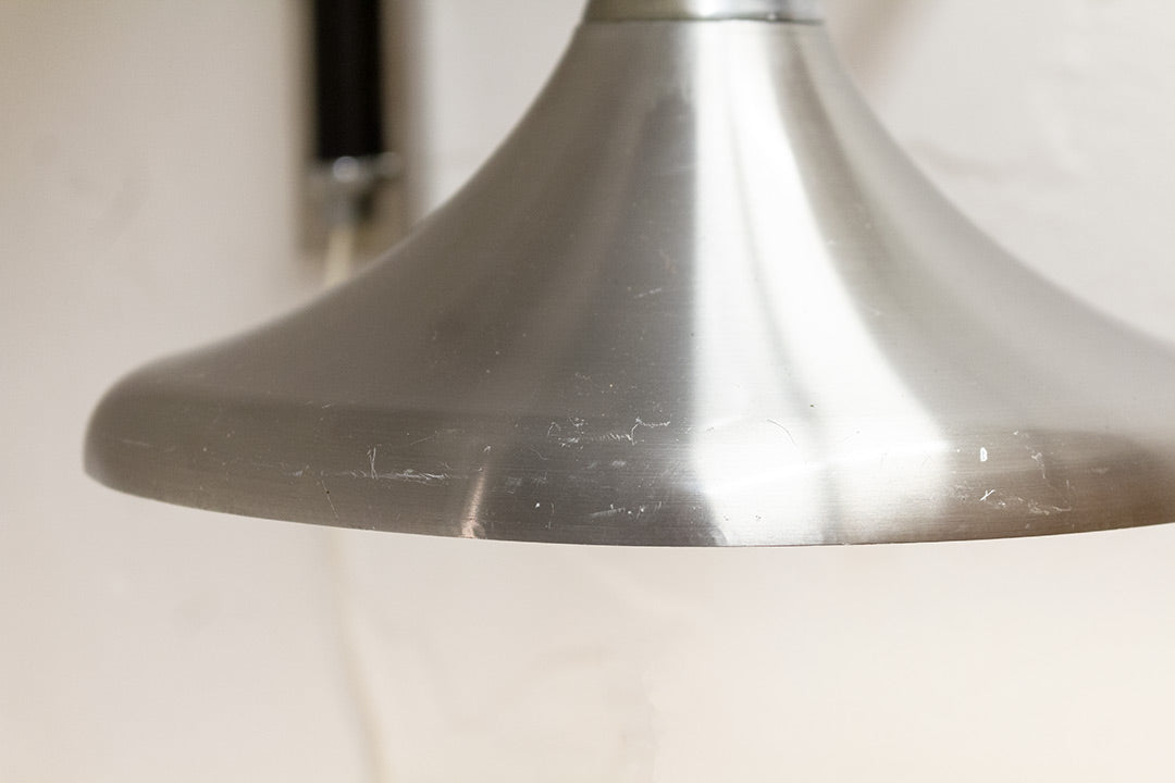Vintage Hala trompet wandlamp van zilverkleurig metaal