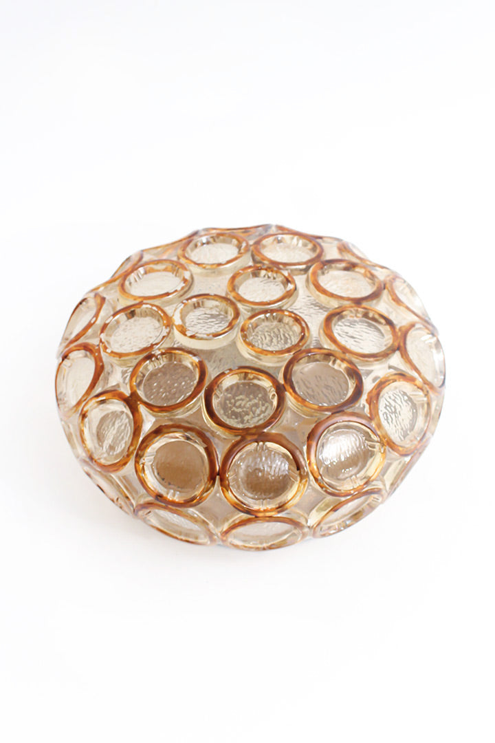 Vintage ronde glazen plafonnière of wandlamp bubbels Herda