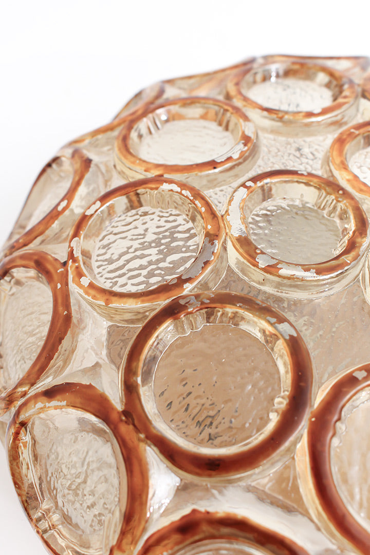 Vintage ronde glazen plafonnière of wandlamp bubbels Herda