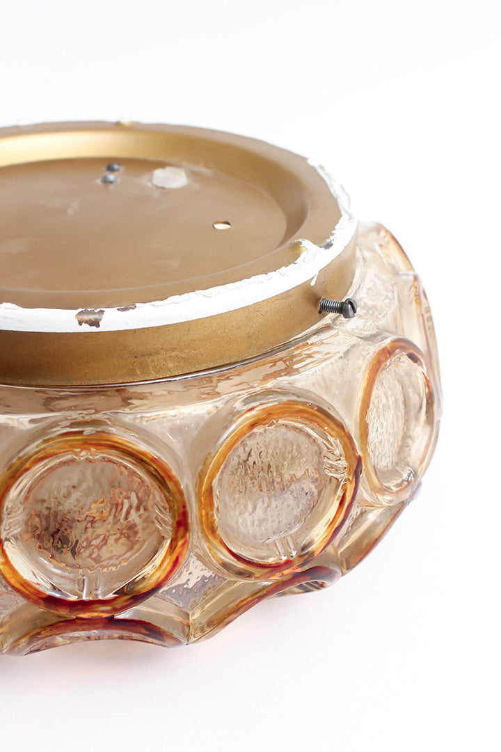 Vintage ronde glazen plafonnière of wandlamp bubbels Herda