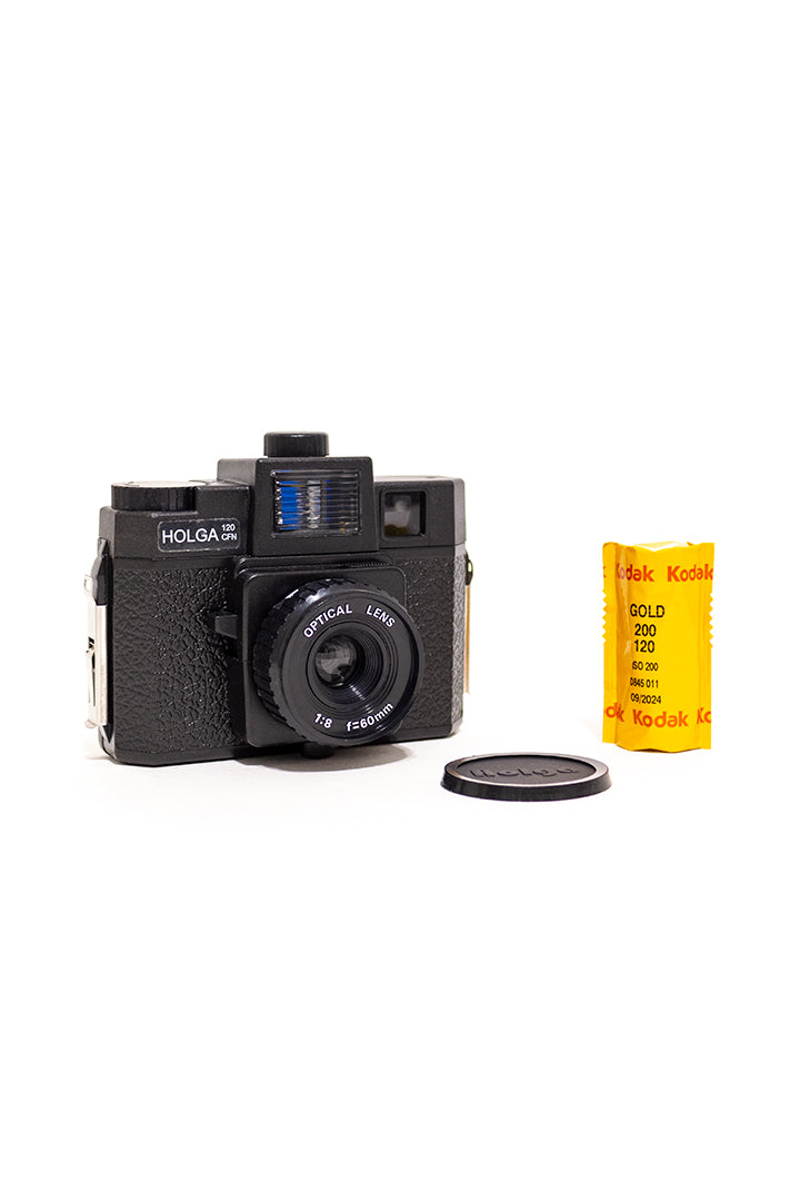Vintage Holga 120 camera met kleurenflitser