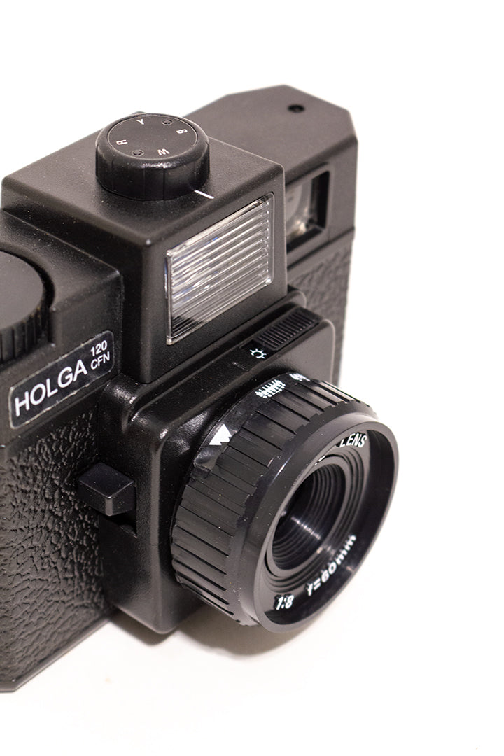Vintage Holga 120 camera met kleurenflitser