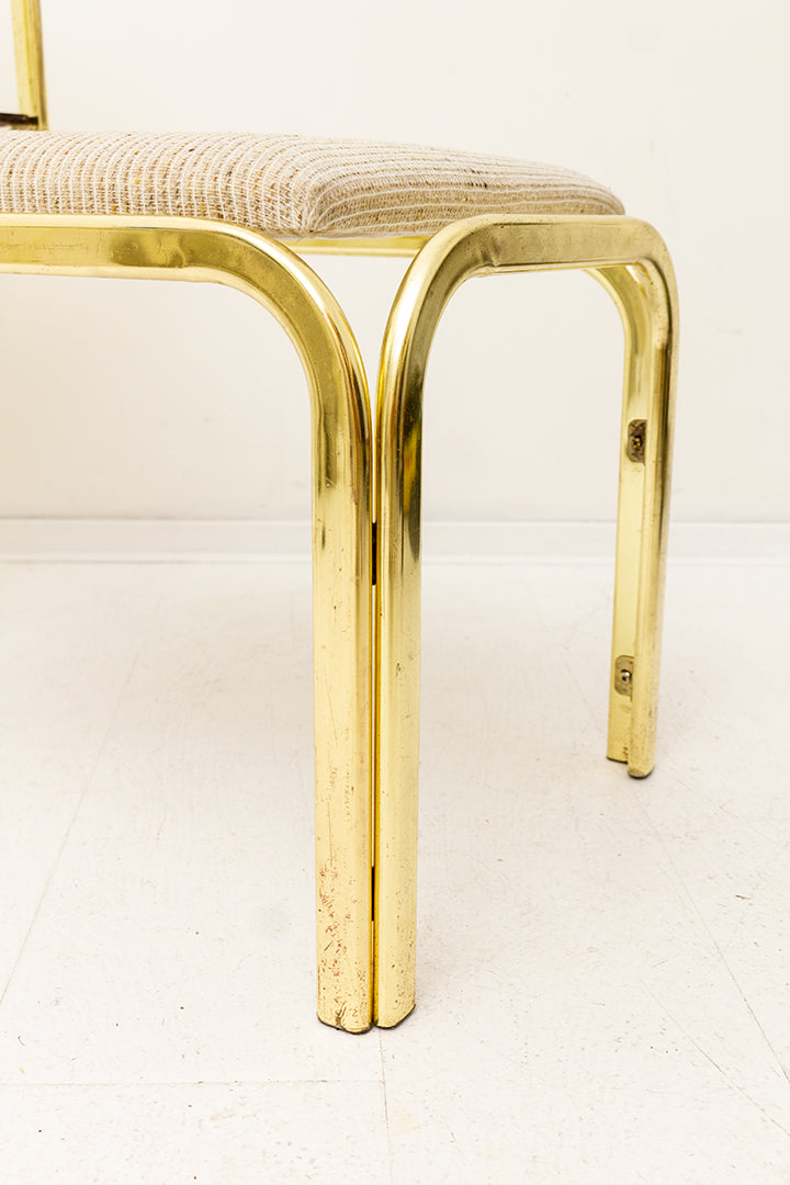 Vintage Hollywood Regency Frans bankje met messing frame en plankjes