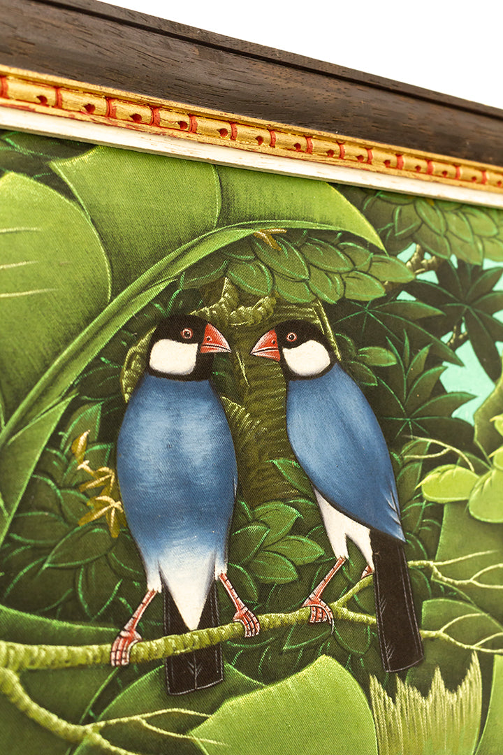 Vintage Indonesisch schilderij vogels in de jungle Ubud Bali