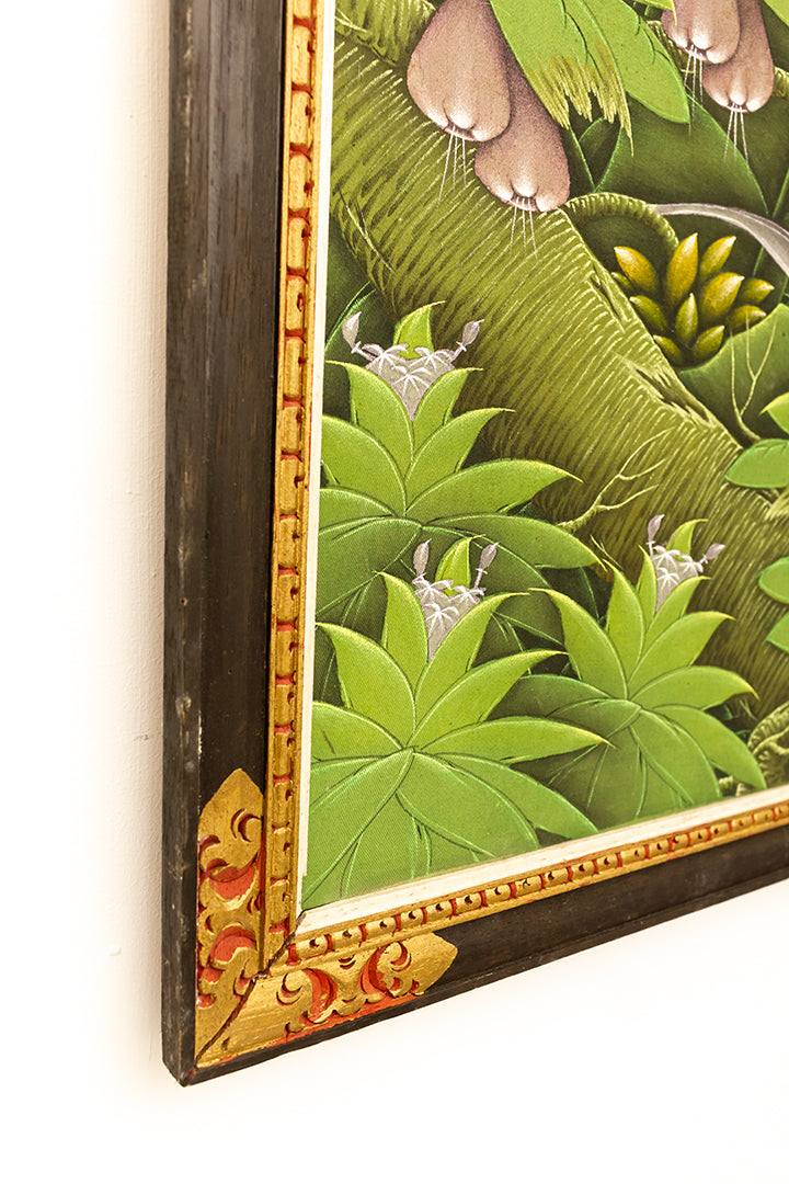 Vintage Indonesisch schilderij vogels in de jungle Ubud Bali