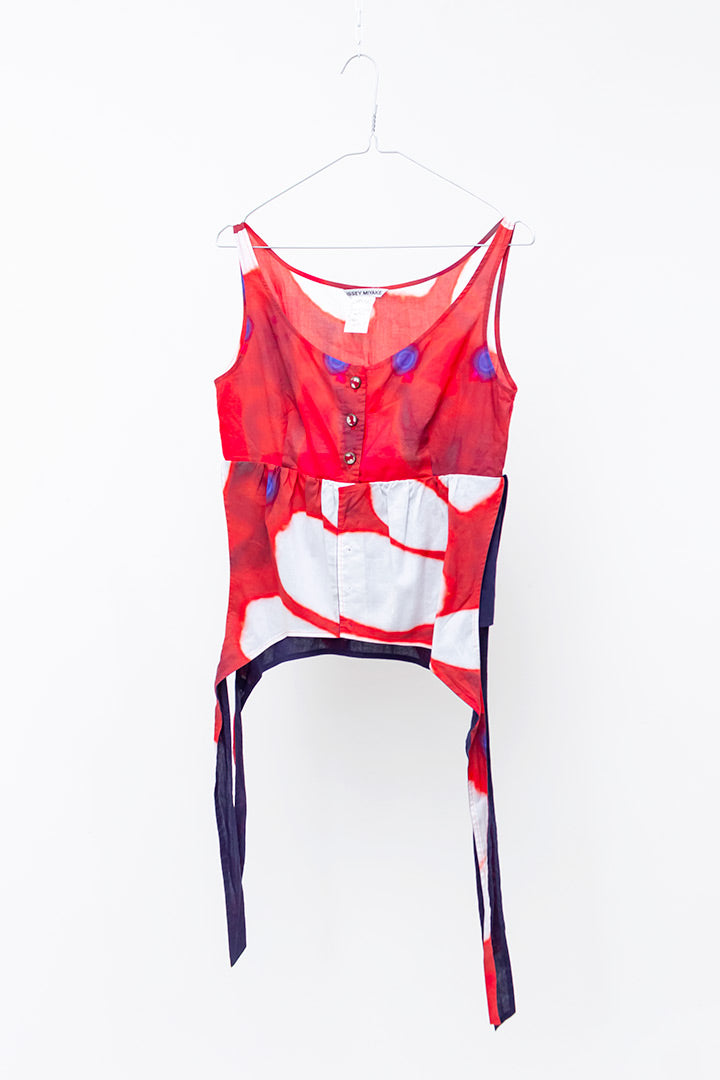 Vintage Issey Miyake sample top 2-in-1 tie dye donkerblauw en rood