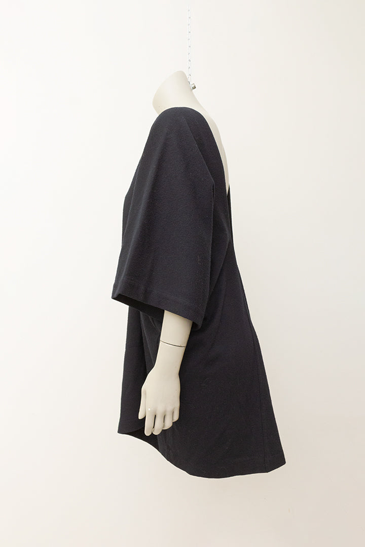 Vintage Issey Miyake zwarte wollen top met laag uitgesneden v-hals