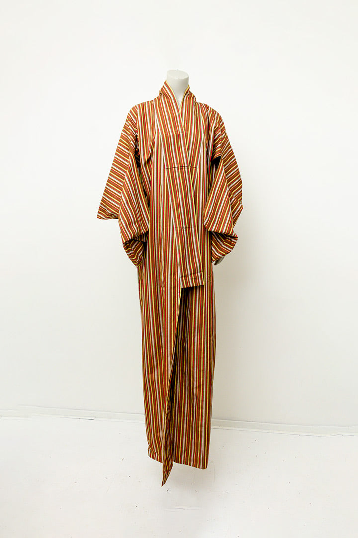 Vintage Japanse kimono met strepen in aardetinten
