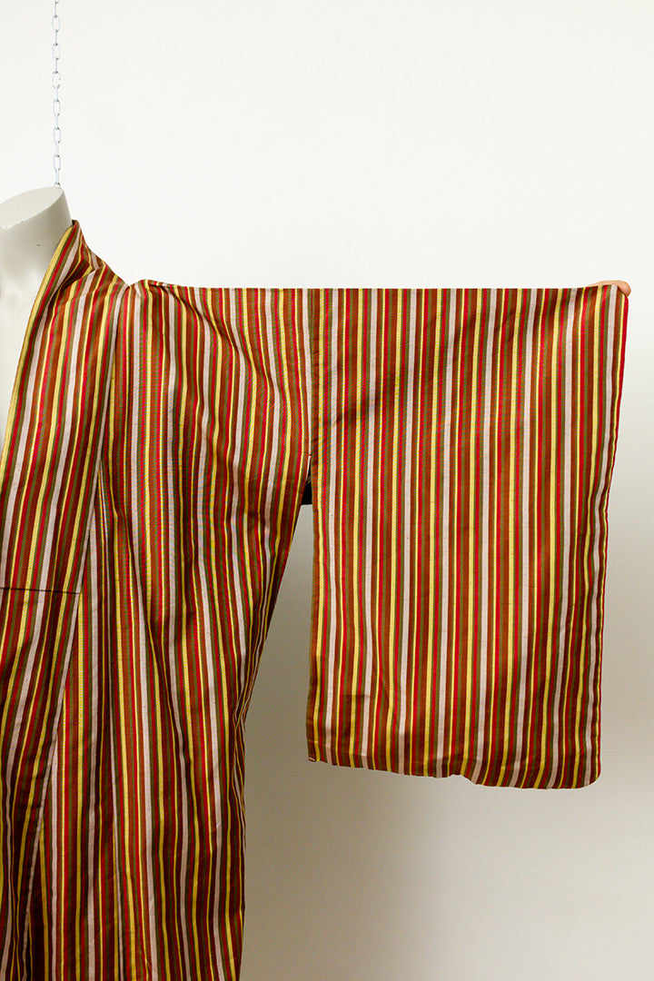 Vintage Japanse kimono met strepen in aardetinten