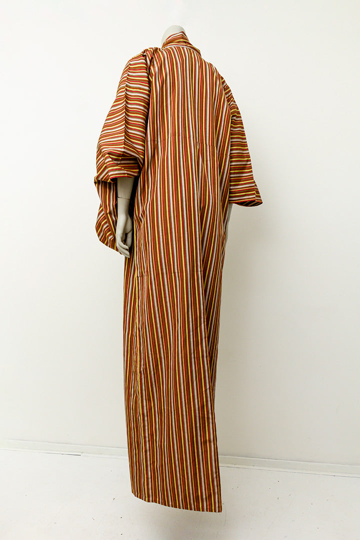 Vintage Japanse kimono met strepen in aardetinten