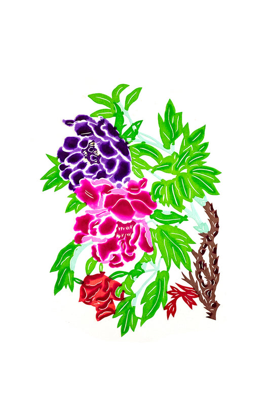 Vintage Japanse kirigami papierknipkunst met bloemen