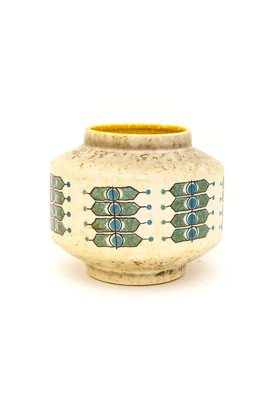 Vintage Jasba vaas met groen en blauwe decoraties Form + Farbe