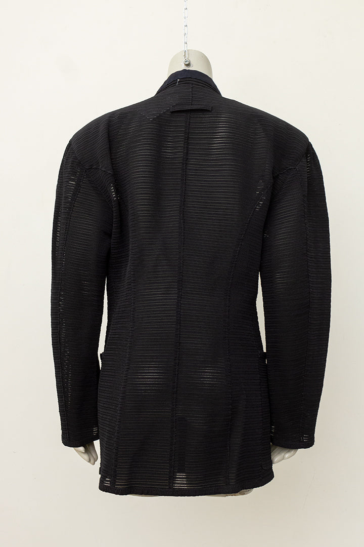 Vintage Jean Paul Gaultier blazer van zwart see-through stretch stof