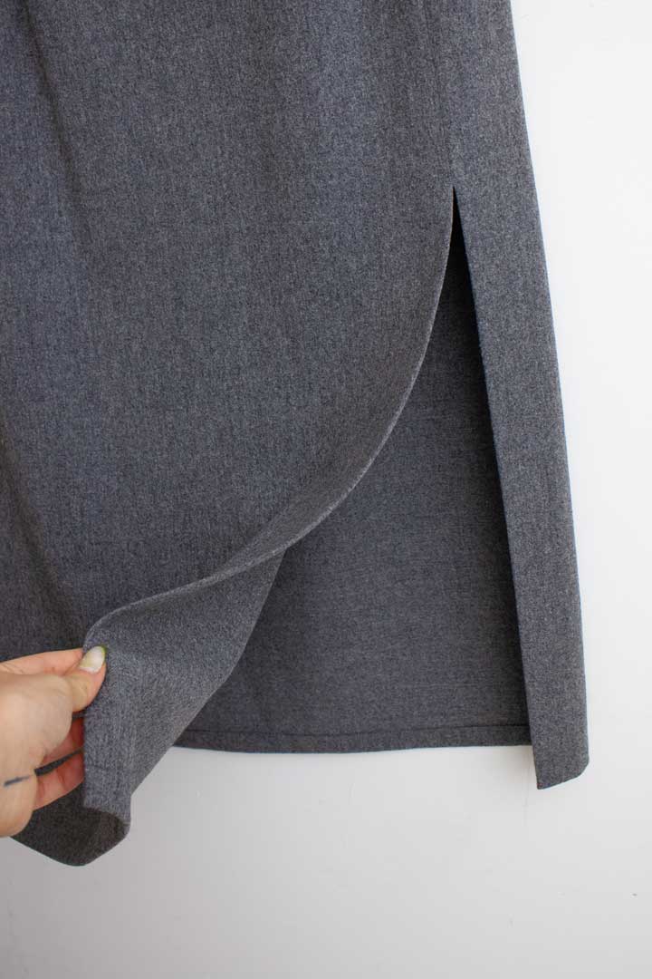 Vintage Jil Sander wollen maxi rok grijs deels cashmere
