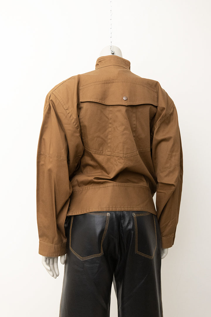 Vintage Kansai Yamamoto bruine parka jas met asymmetrische sluiting