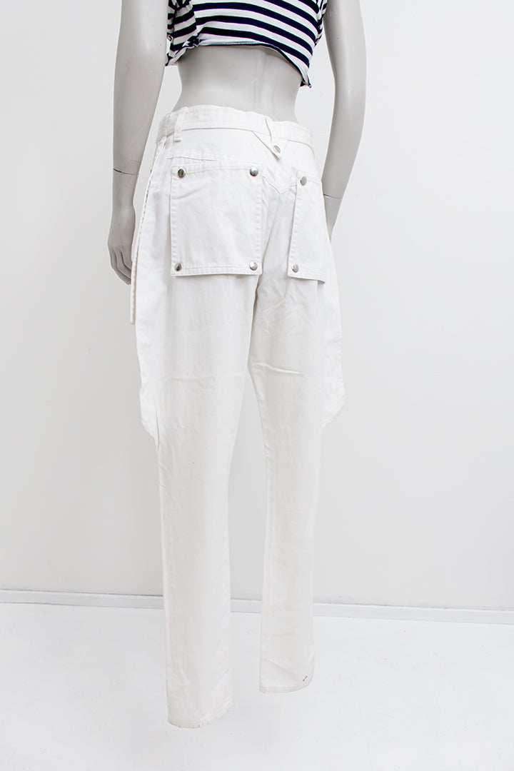 Vintage Kansai Yamamoto witte katoenen broek jodhpur stijl