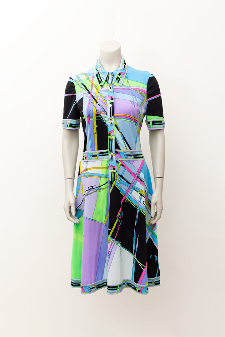 Vintage Leonard Paris jurk met neon print jaren 80