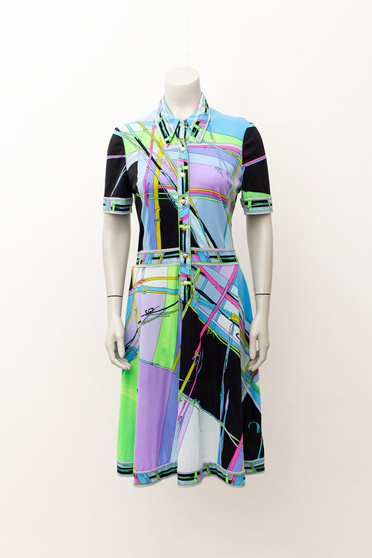 Vintage Leonard Paris jurk met neon print jaren 80