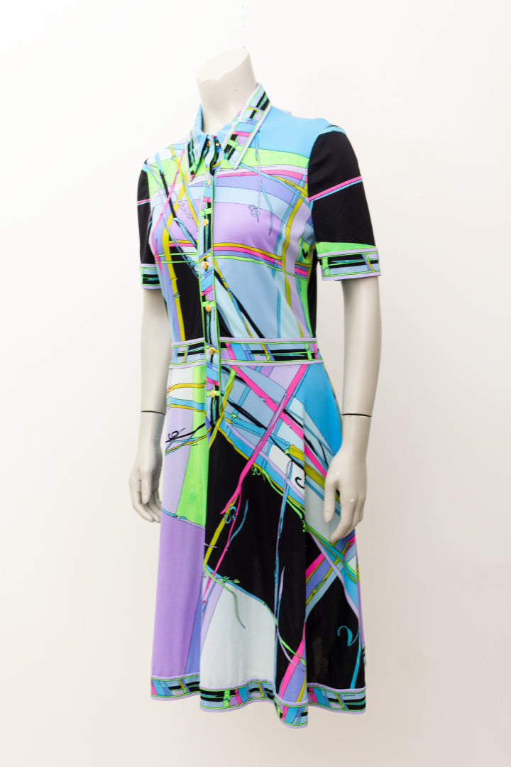 Vintage Leonard Paris jurk met neon print jaren 80