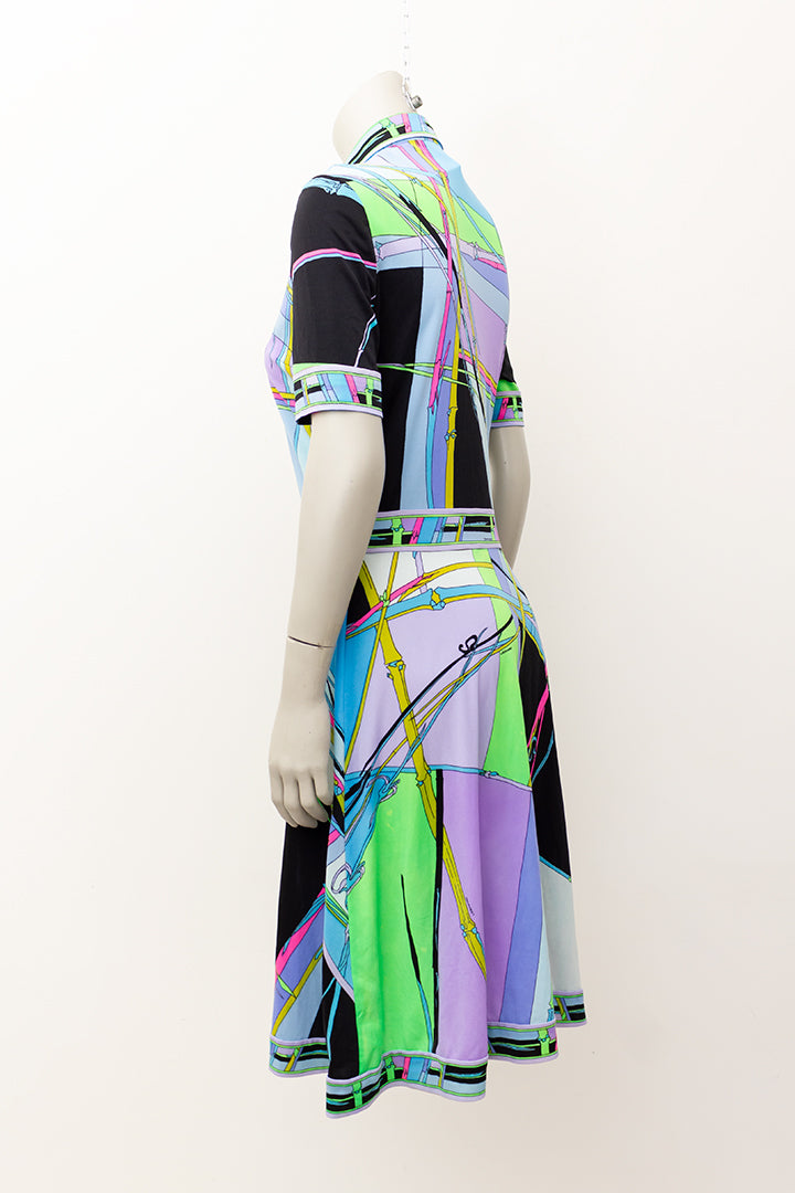 Vintage Leonard Paris jurk met neon print jaren 80