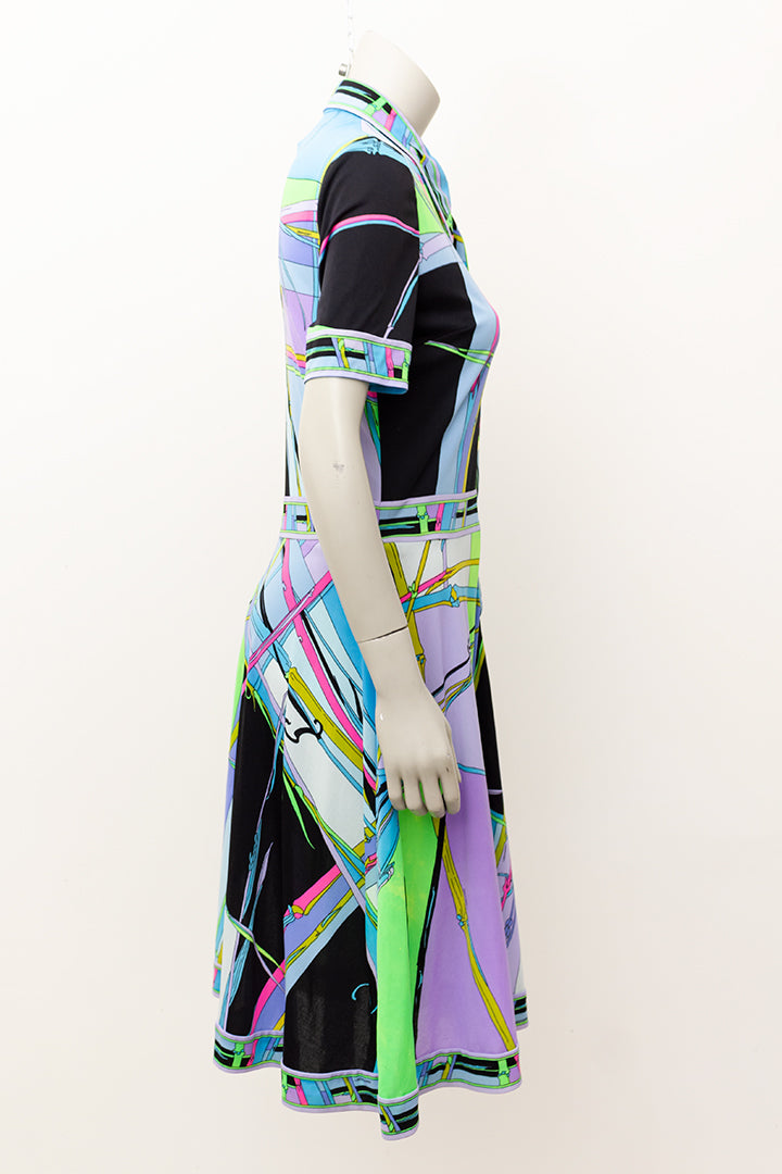 Vintage Leonard Paris jurk met neon print jaren 80