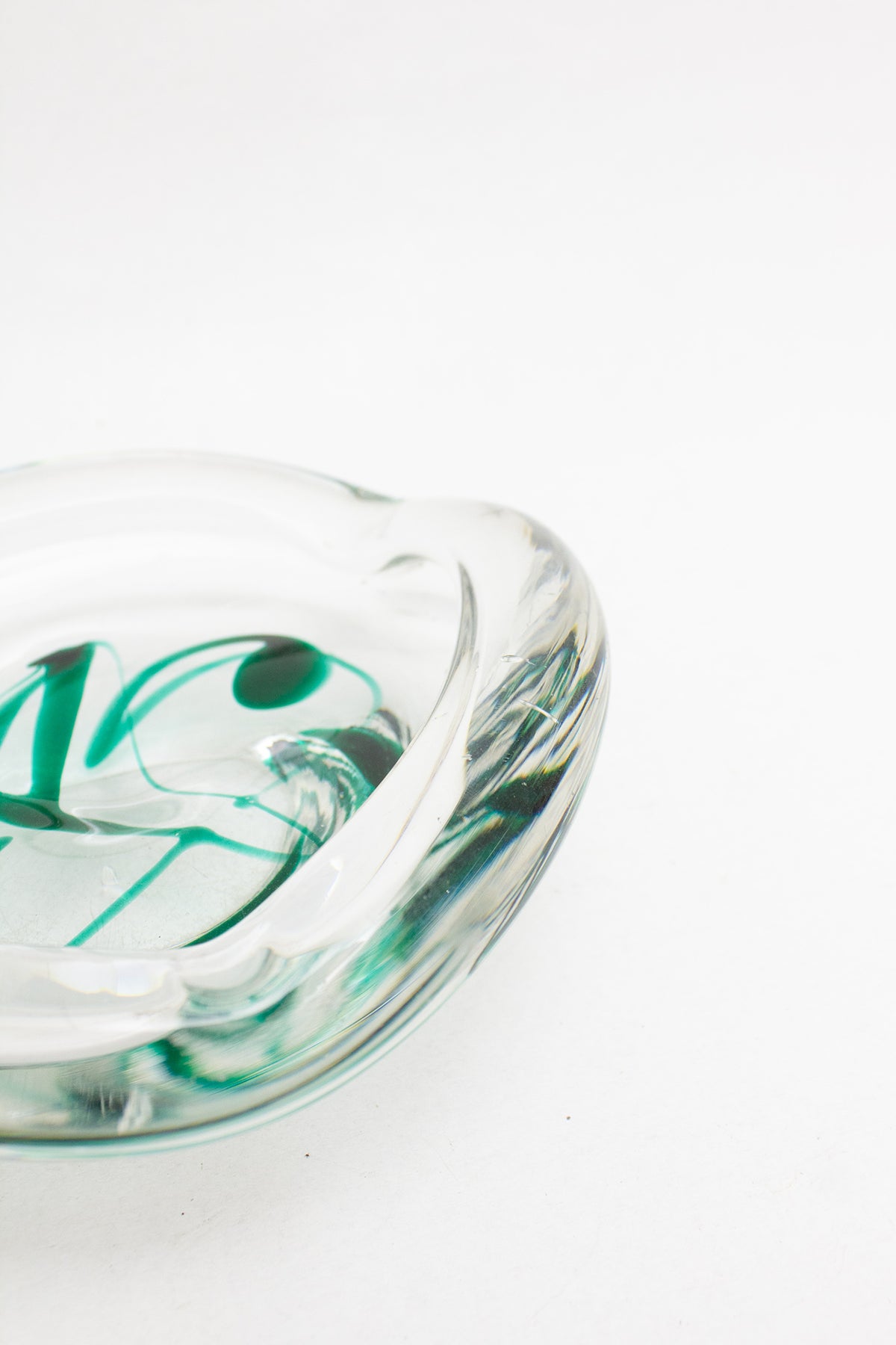 Vintage Max Verboeket Kristalunie groen swirl bakje