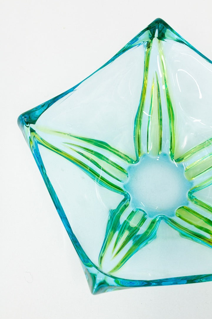 Vintage Murano blauw-groene fruitschaal