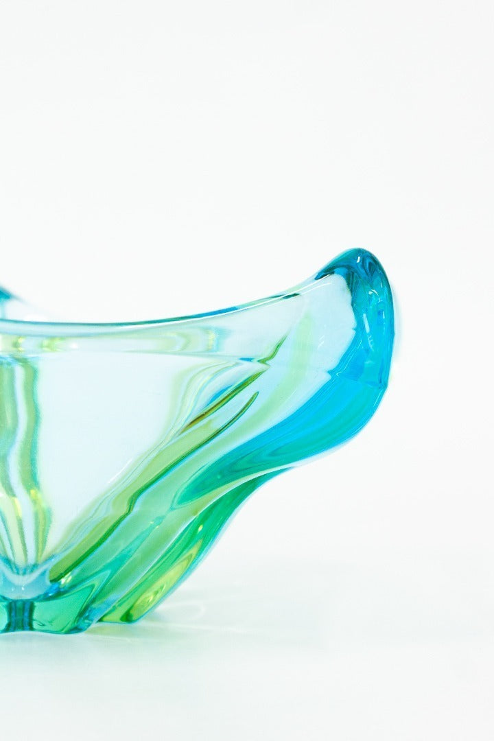 Vintage Murano blauw-groene fruitschaal