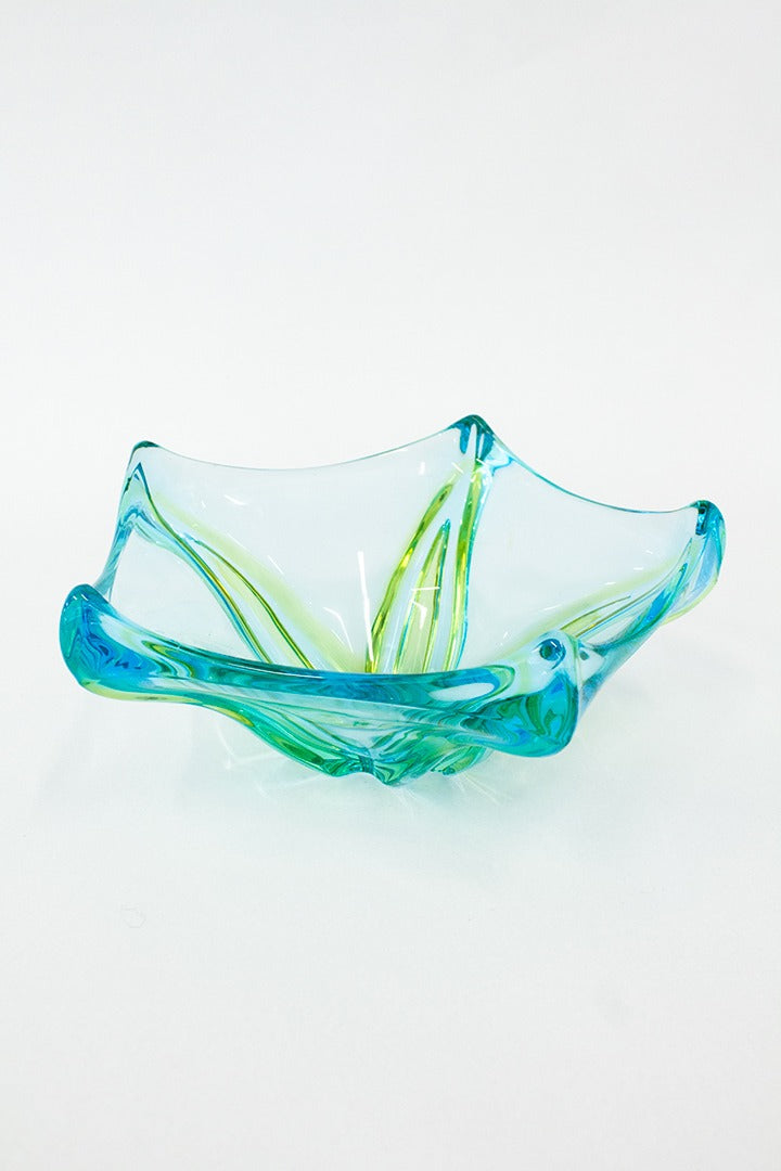 Vintage Murano blauw-groene fruitschaal