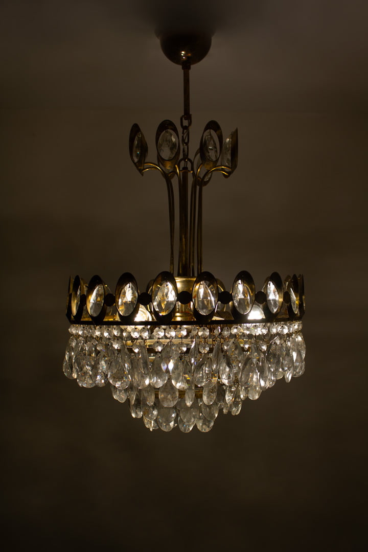 Vintage Palwa kroonluchter met kristallen