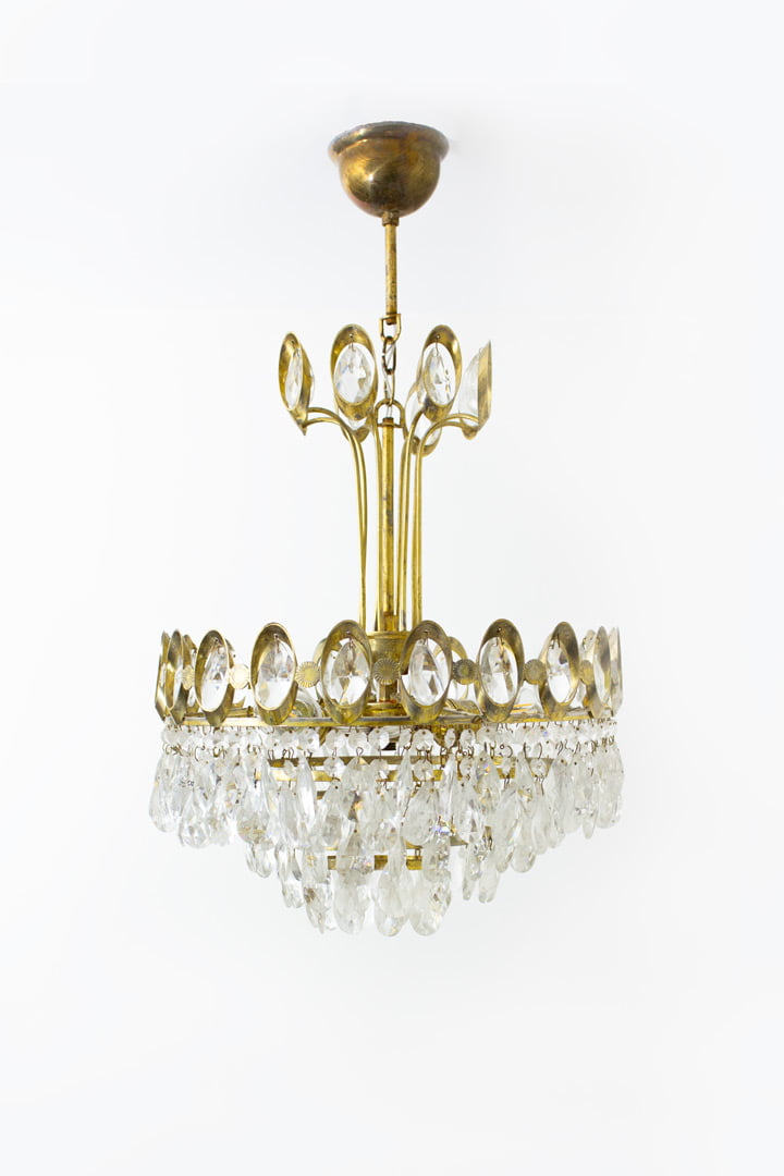 Vintage Palwa kroonluchter met kristallen