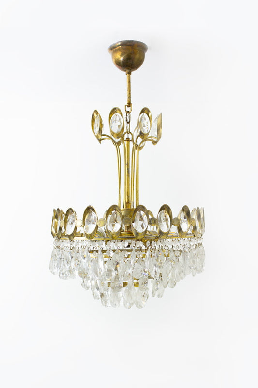 Vintage Palwa kroonluchter met kristallen