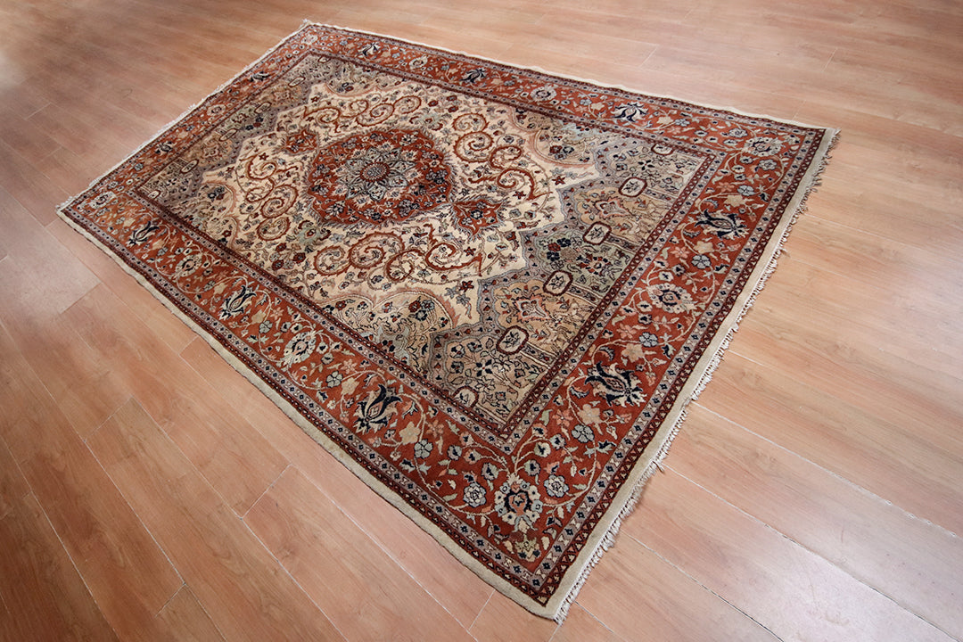 Vintage Perzisch vloerkleed met bruine tinten