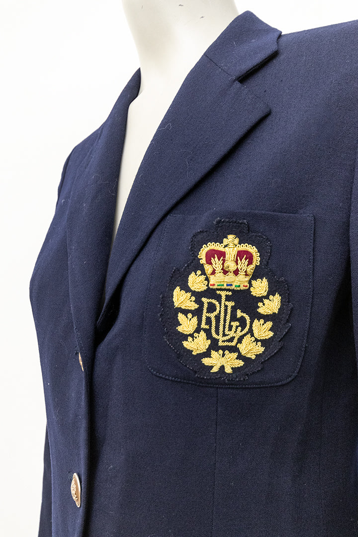 Vintage Ralph Lauren blazer van donkerblauw wol met logo