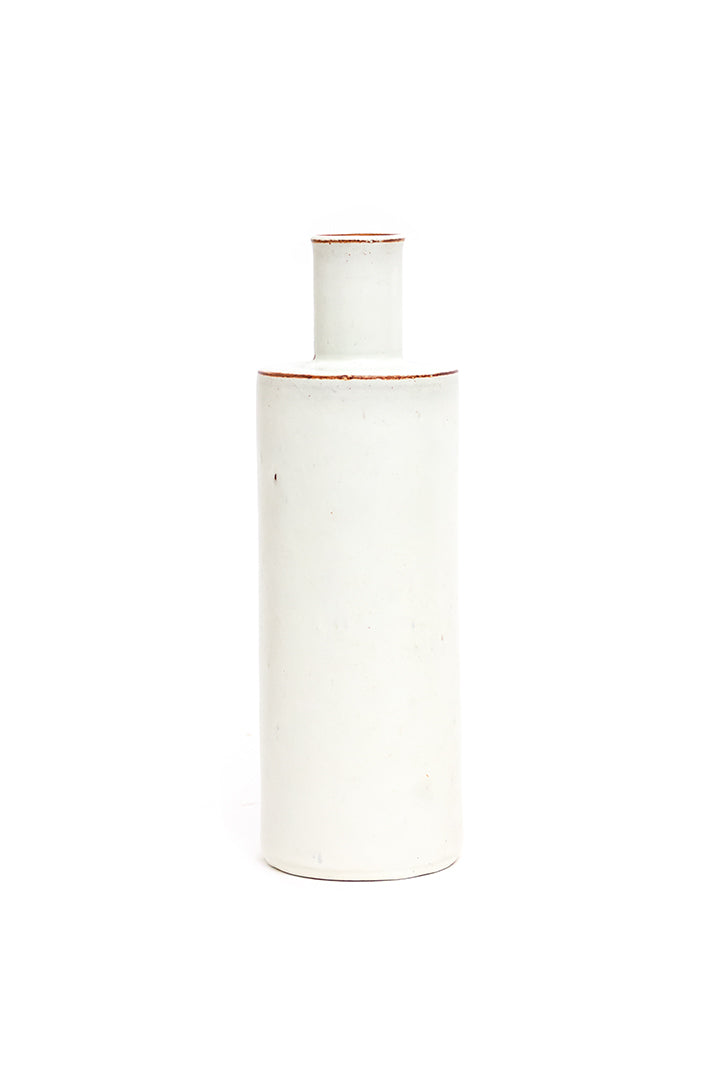 Vintage Ravelli vaas van keramiek wit met bruin accent