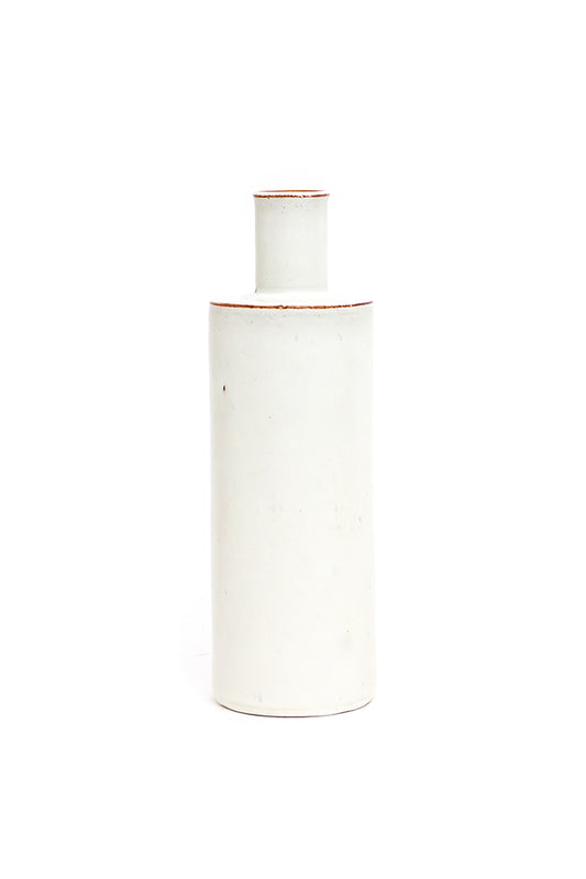 Vintage Ravelli vaas van keramiek wit met bruin accent
