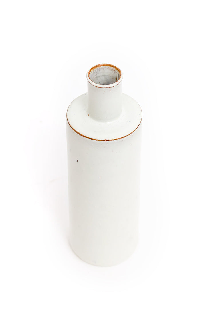 Vintage Ravelli vaas van keramiek wit met bruin accent