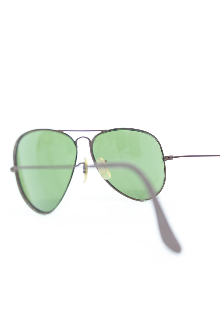 Vintage Ray-Ban Aviator B&L 3025 zonnebril mat bruin met case
