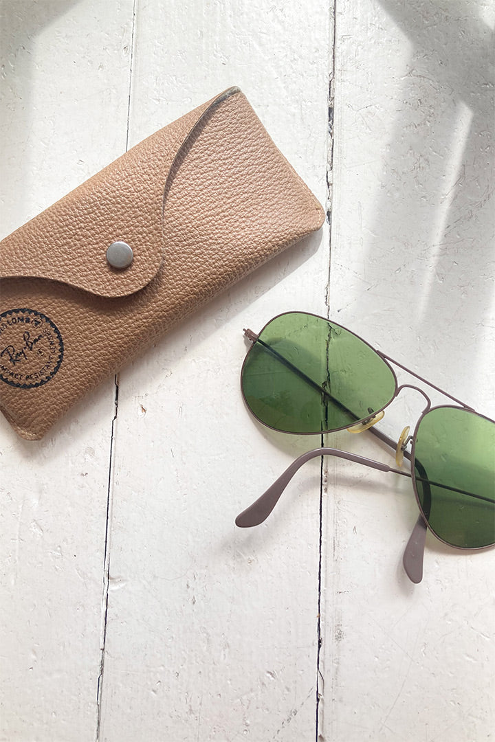 Vintage Ray-Ban Aviator B&L 3025 zonnebril mat bruin met case
