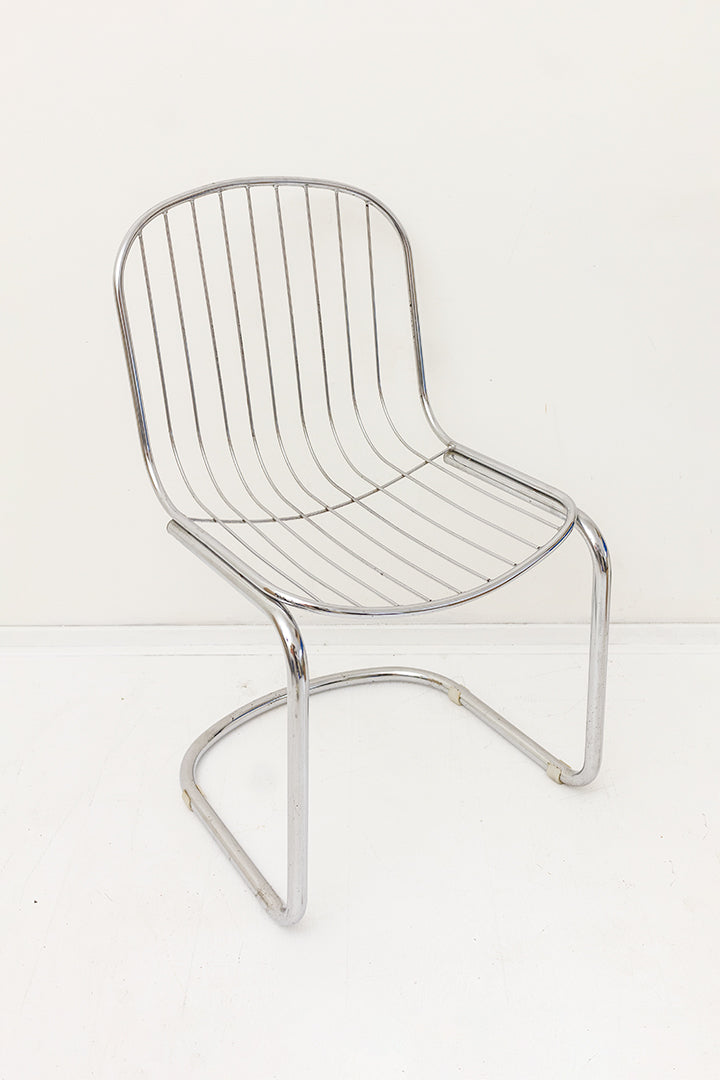 Vintage Rinaldi draadstoel van verchroomd metaal Italië jaren 80