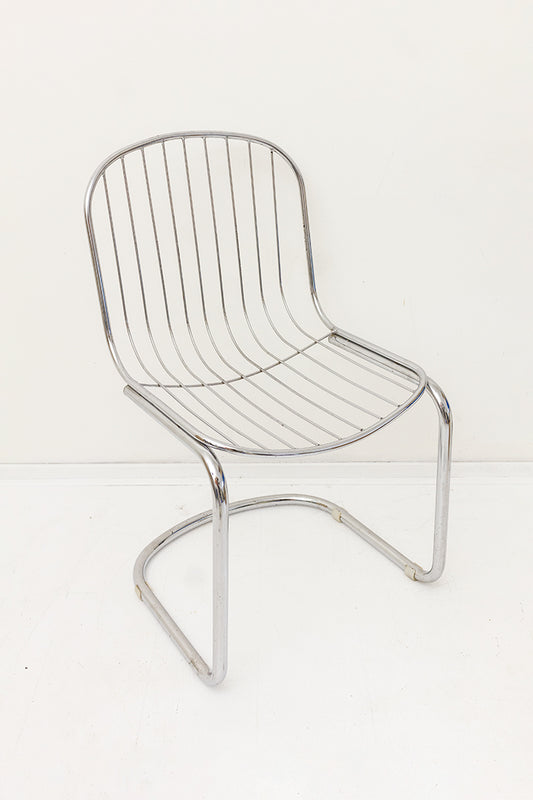 Vintage Rinaldi draadstoel van verchroomd metaal Italië jaren 80